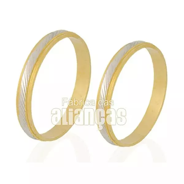 Alianças Bodas De Prata Em Ouro 18k - FA-235-P - Fábrica das Alianças