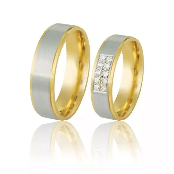 Alianças De Bodas De Prata 18k Com Diamantes - FA-351-P - Fábrica das Alianças