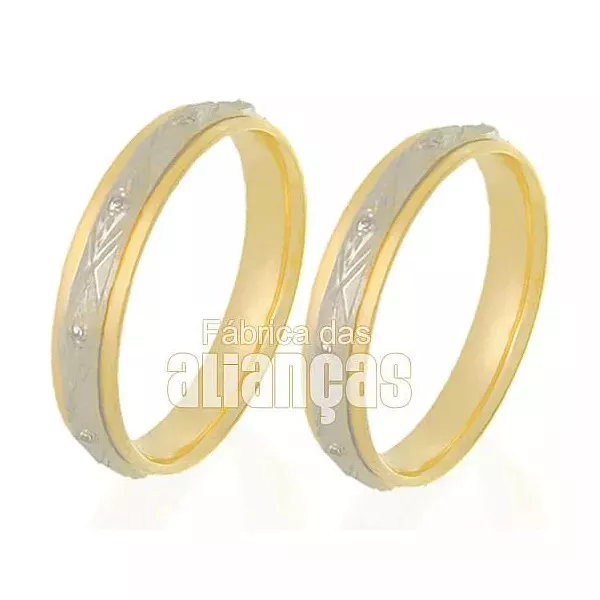 Alianças De Bodas Em Ouro 18k - FA-242-P - Fábrica das Alianças