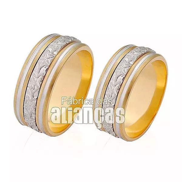 Alianças para Bodas 25 Anos Grossas de Ouro 18k - FA-251-P - Fábrica das Alianças