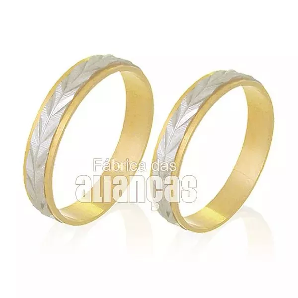 Alianças para Bodas de Prata em Ouro 18k - FA-228-P - Fábrica das Alianças