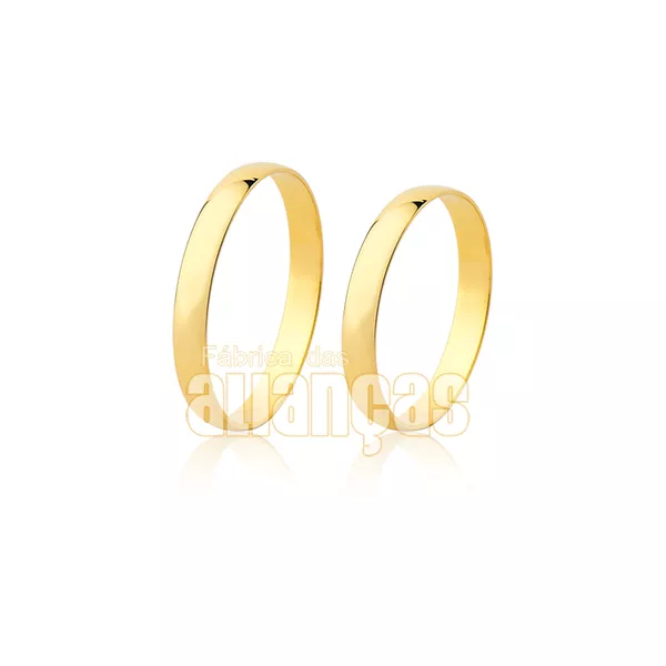 Par De Alianças De Ouro 18k - FA-08 - Fábrica das Alianças