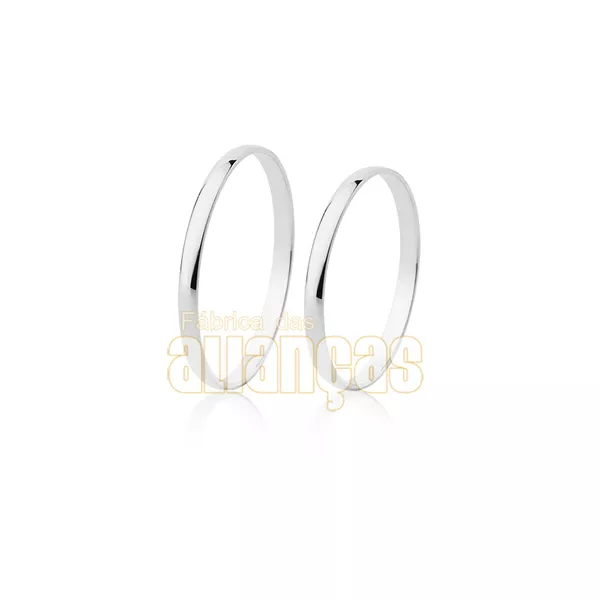 Alianças Tradicionais Em Ouro Branco 18k - FA-02-B - Fábrica das Alianças