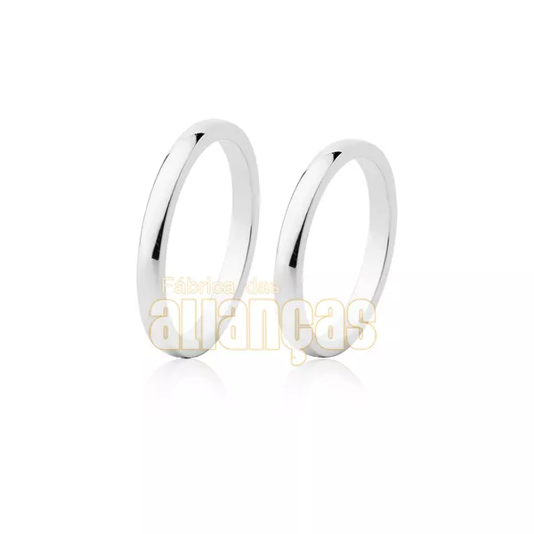 Alianças Abauladas Em Ouro Branco 18k - FA-05-B - Fábrica das Alianças