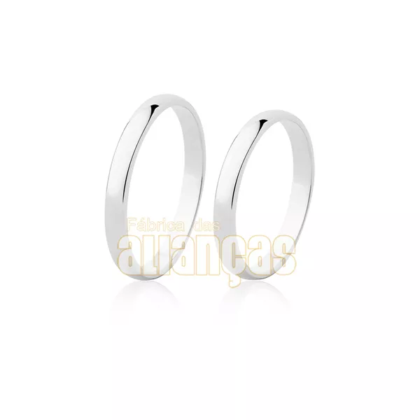Alianças De Ouro Branco 18k - FA-06-B - Fábrica das Alianças