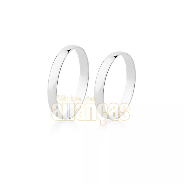 Alianças Retas Em Ouro Branco 18k - FA-08-B - Fábrica das Alianças