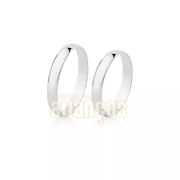 Par De Alianças Em Ouro Branco 18k - FA-09-B - Fábrica das Alianças