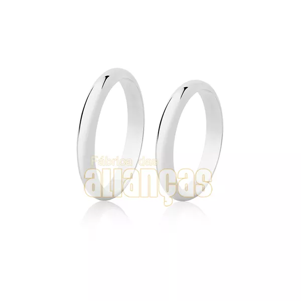 Alianças De Noivado e Casamento Em Ouro Branco 18k - FA-10-B - Fábrica das Alianças
