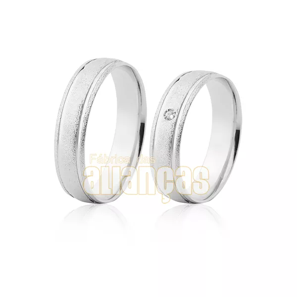 Par De Alianças De Ouro Branco 18k - FA-1170-B - Fábrica das Alianças