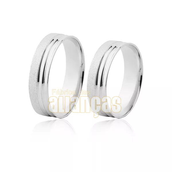 Par De Alianças De Ouro Branco 18k - FA-1172-B - Fábrica das Alianças
