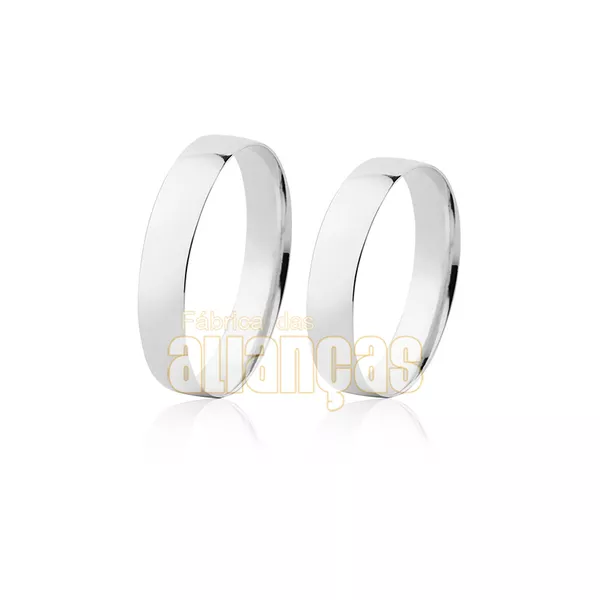 Par De Alianças De Ouro Branco 18k - FA-2009-B - Fábrica das Alianças