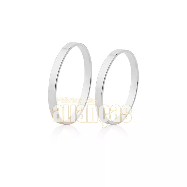 Alianças De Noivado e Casamento Em Ouro Branco - FA-46-B-10K - Fábrica das Alianças
