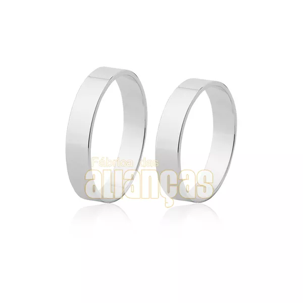 Par De Alianças Em Ouro Branco 18k - FA-48-B - Fábrica das Alianças