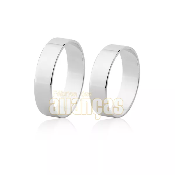 Alianças De Casamento Em Ouro Branco 18k - FA-49-B - Fábrica das Alianças