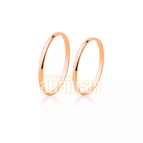 Alianças Finas Tradicionais Em Ouro Rose 18k - FA-01-R - Fábrica das Alianças