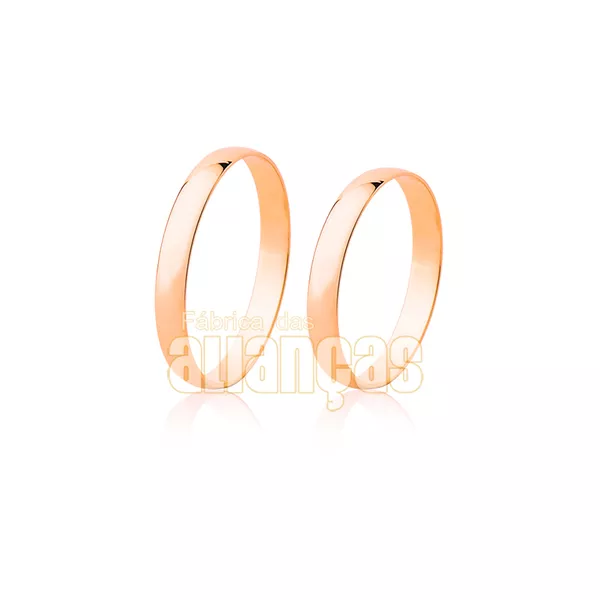 Par De Alianças Em Ouro Rosê 18k - FA-08-R - Fábrica das Alianças