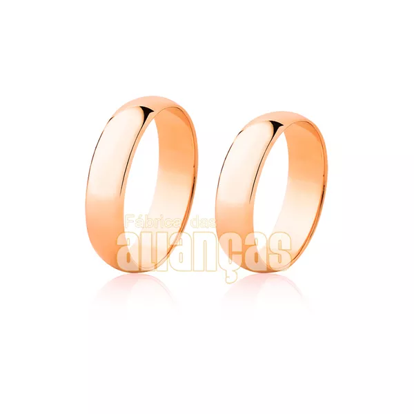 Alianças Tradicionais De Ouro Rose 18k - FA-20-R - Fábrica das Alianças