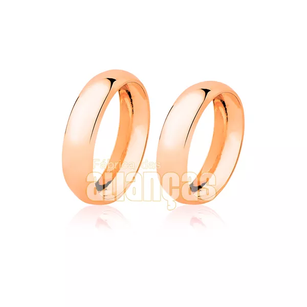 Alianças De Noivado e Casamento Em Ouro Rose 18k 0,750 Fa-23-r - FA-23-R - Fábrica das Alianças