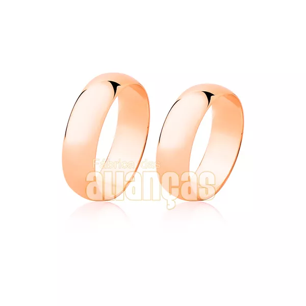 Alianças De Noivado e Casamento Em Ouro Rose 18k 0,750 Fa-25-r
