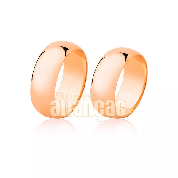Par De Alianças Em Ouro Rosê 18k - FA-29-R - Fábrica das Alianças