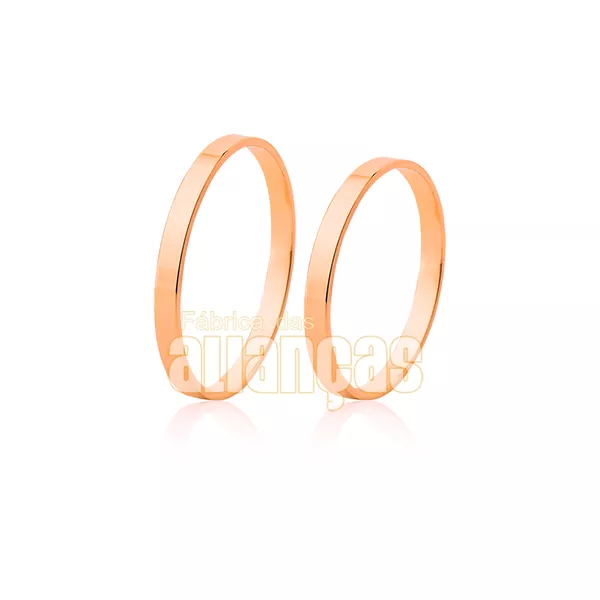 Par De Alianças Em Ouro Rosê 18k - FA-46-R - Fábrica das Alianças