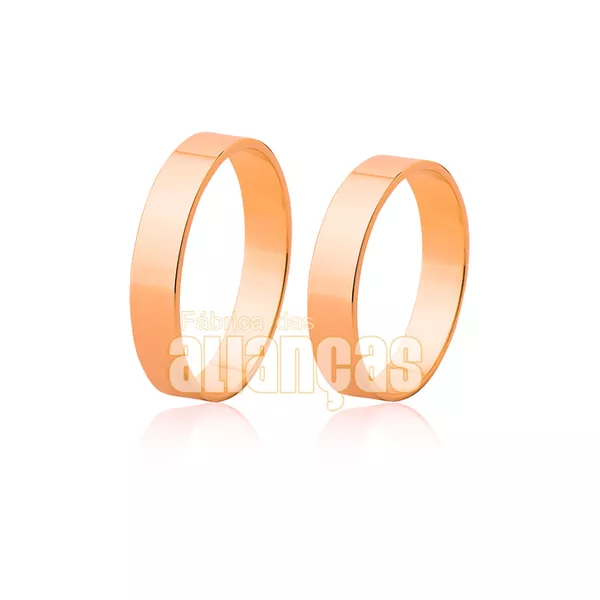 Par De Alianças Em Ouro Rosê 18k - FA-48-R - Fábrica das Alianças