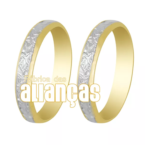 Alianças De Bodas Em Ouro Amarelo 18k - FA-240 - Fábrica das Alianças