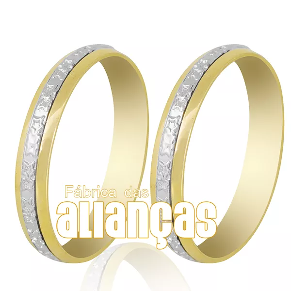 Alianças De Bodas Em Ouro Amarelo 18k - FA-247 - Fábrica das Alianças