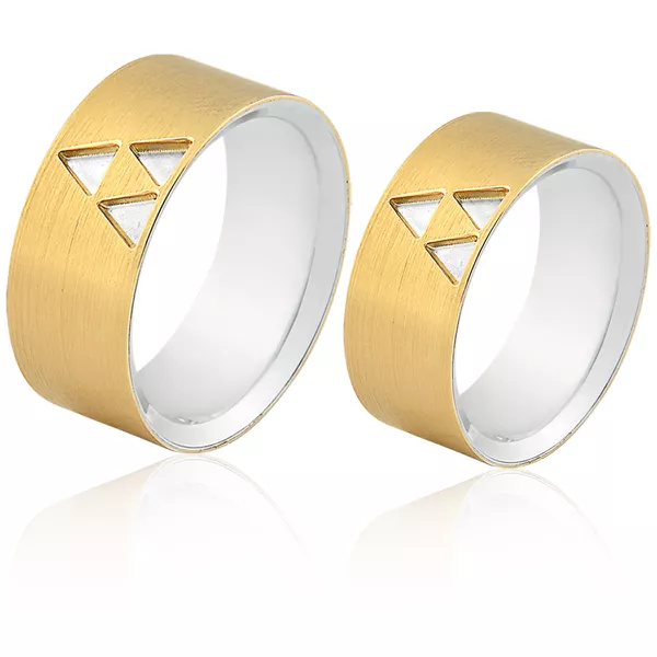 Alianças De Compromisso Em Prata 0,950 Com Ouro Amarelo 18k - FA-AGR-66 - Fábrica das Alianças