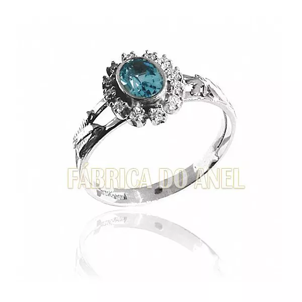 Anel De Formatura Feminino Em Ouro Branco 18k 0,750 - FA-131-N-B - Fábrica das Alianças