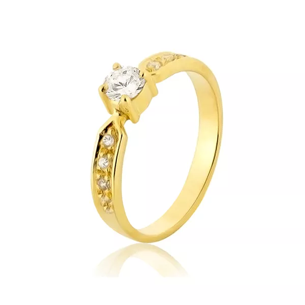 Anel De Noivado De Ouro 18k Com Diamantes