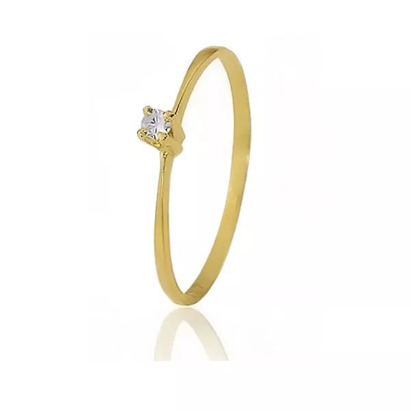 Anel Solitário Com Diamante Ouro 18k - S-05 - Fábrica das Alianças