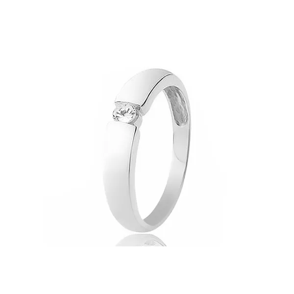 Anel Solitário De Ouro Branco 18k - S-02-B - Fábrica das Alianças