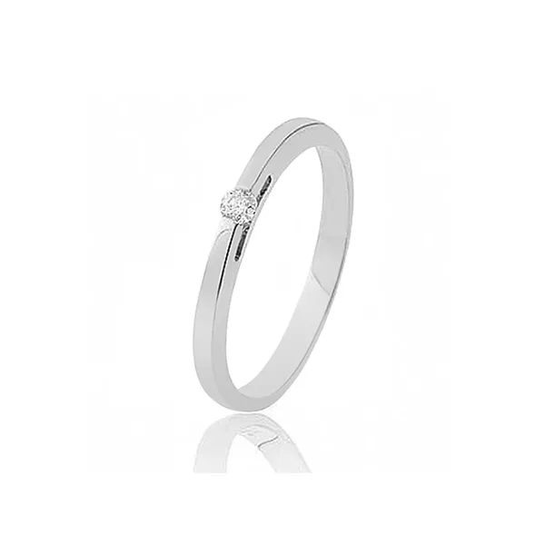 Anel Solitário Em Ouro Branco 18k - S-01-B - Fábrica das Alianças
