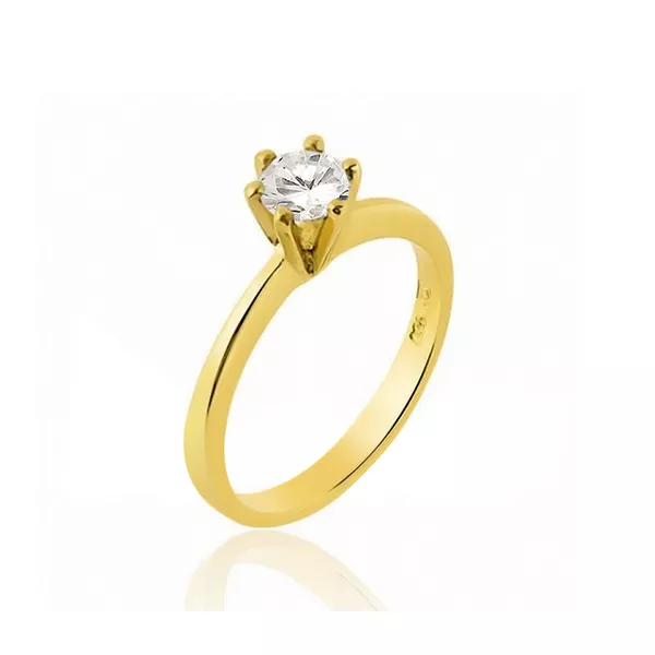 Anel Solitário Em Ouro Com Zirconia De 5,00 Mm - S-51-Z - Fábrica das Alianças