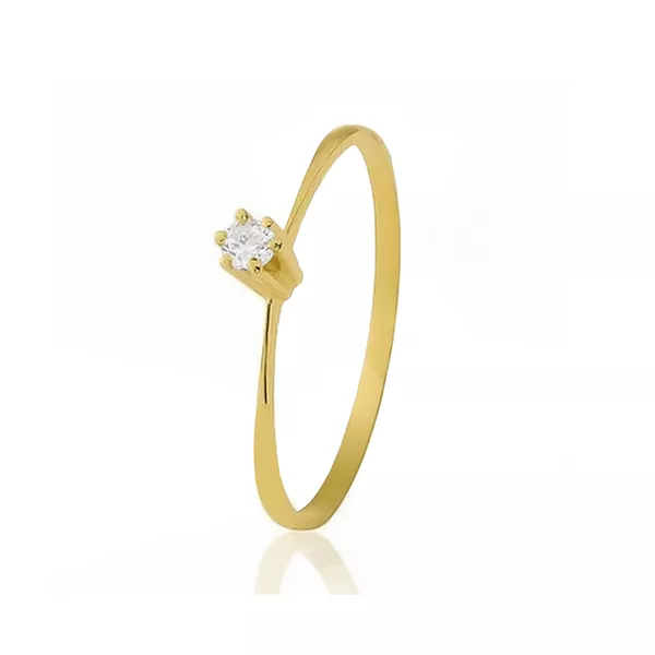 Solitário Barato Com Zirconias De Ouro 18k - S-04-Z - Fábrica das Alianças