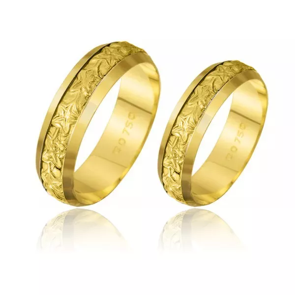 Alianças De Bodas Em Ouro Amarelo 18k - FA-219-A - Fábrica das Alianças