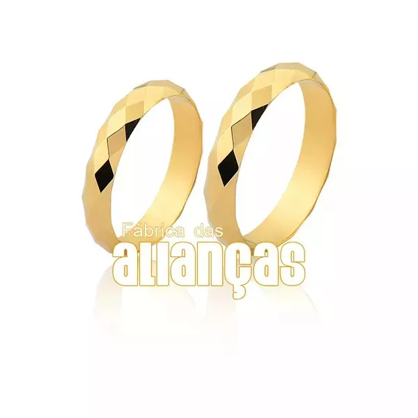 Alianças Acabamento Externo Facetadas 4,20mm - FA-184-V - Fábrica das Alianças