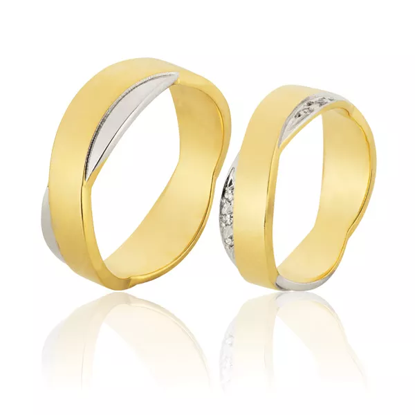 Alianças Em Ouro Amarelo com Diamantes - FA-871 - Fábrica das Alianças