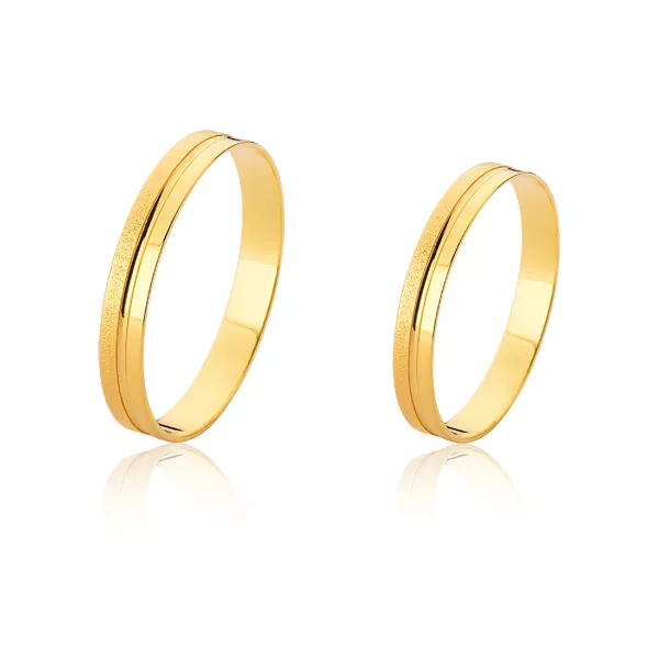 Alianças Diamantada de ouro 18k - FA-2400 - Fábrica das Alianças