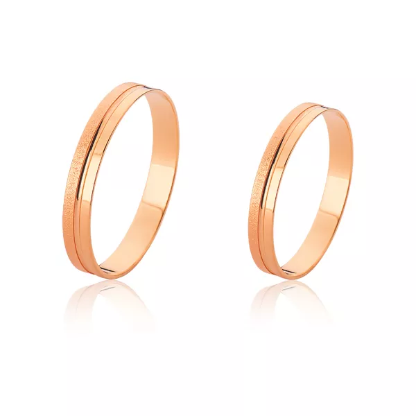 Alianças Diamantada de ouro Rose 18k - FA-2400-R - Fábrica das Alianças