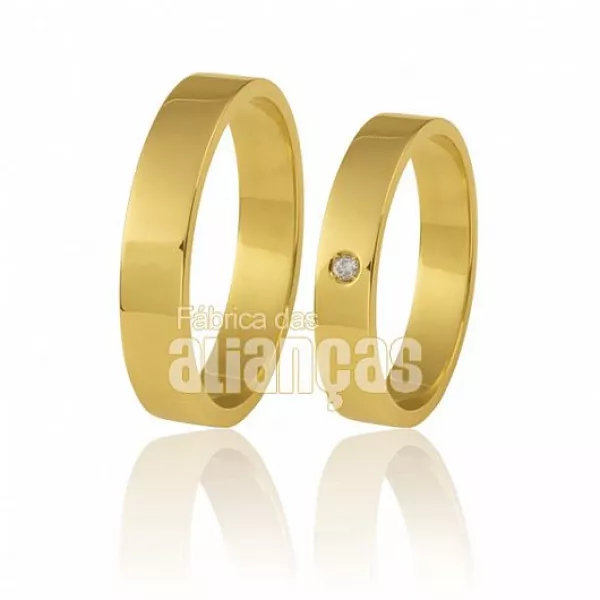 Par De Alianças De Ouro Amarelo 18k