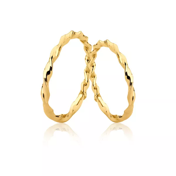 Alianças Torcida Em Ouro Amarelo - FA-2505-10K - Fábrica das Alianças