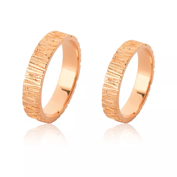 Alianças de Ouro Rose Trabalhada 18k 