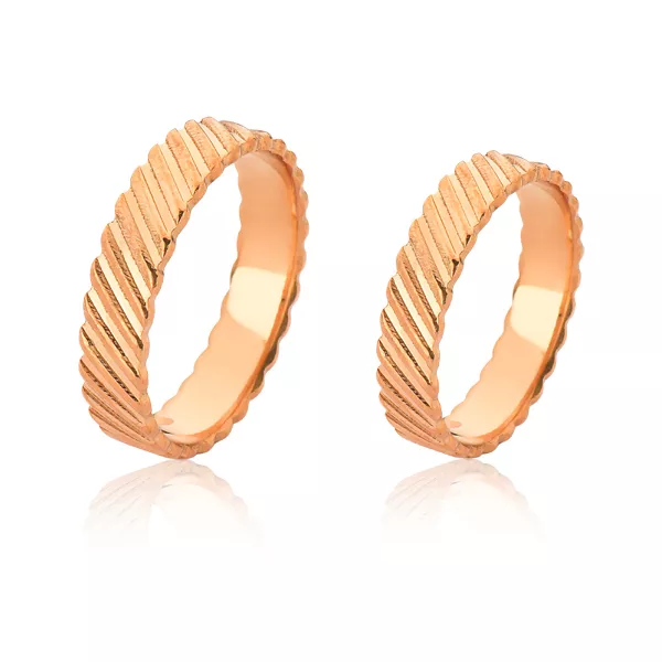 Alianças de Ouro Rose Trabalhada 18k - FA-1087-R - Fábrica das Alianças