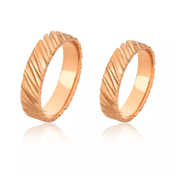 Alianças de Casamento Em Ouro 18K Trabalhadas - FA-1089-R - Fábrica das Alianças