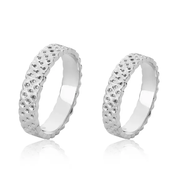 Alianças de Casamento Em Ouro 18K Trabalhadas - FA-1091-B - Fábrica das Alianças