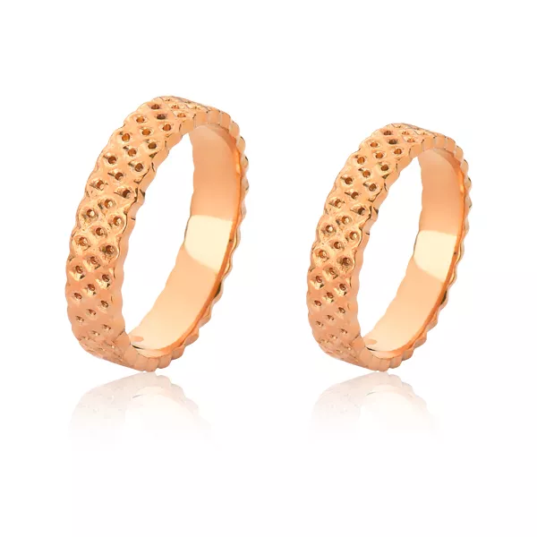 Alianças de Casamento Em Ouro 18K Trabalhadas - FA-1091-R - Fábrica das Alianças