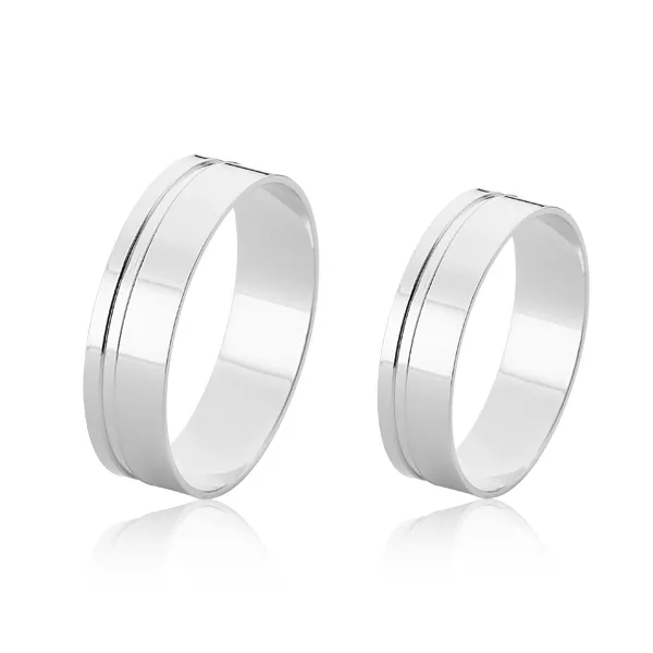 Aliança Em Ouro Branco Com Detalhe - FA-1190-B-10K - Fábrica das Alianças