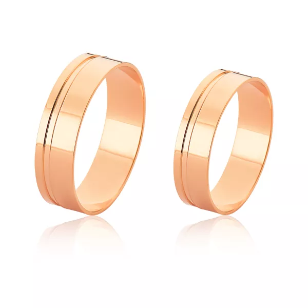 Aliança Em Ouro Rose 18k Com Detalhe - FA-1190-R - Fábrica das Alianças